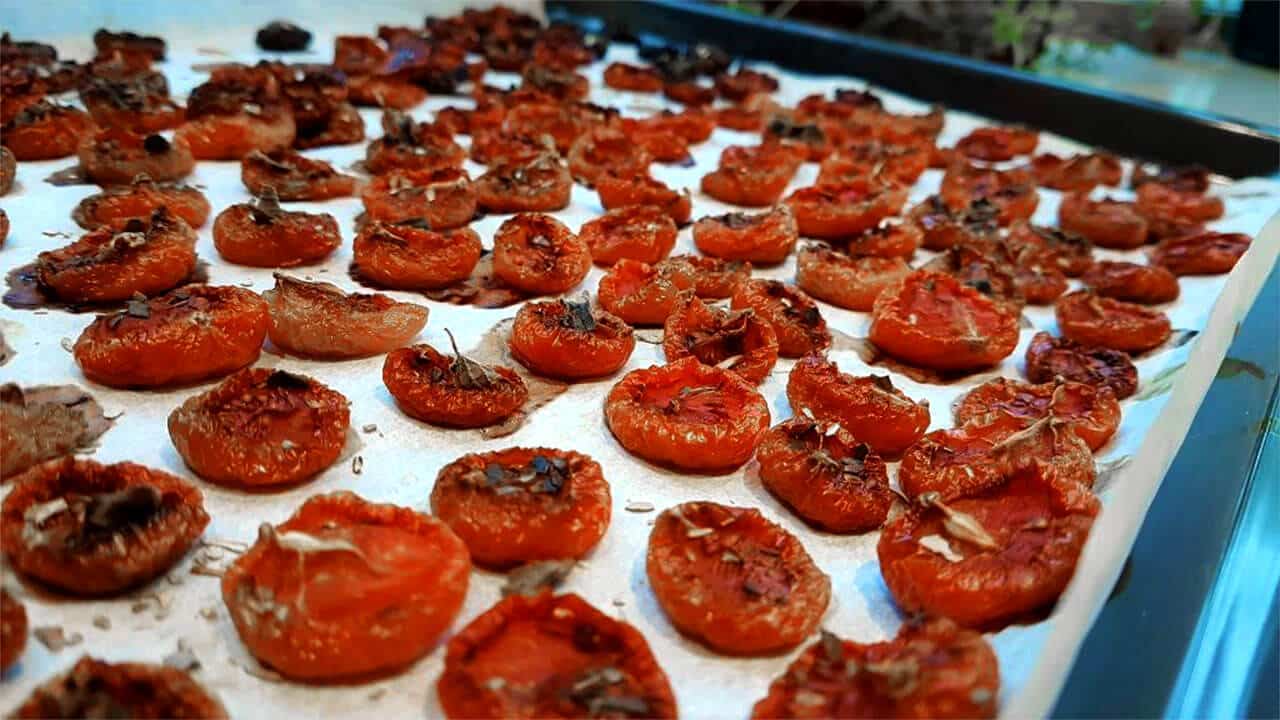 העגבניות אחרי שהייה בתנור